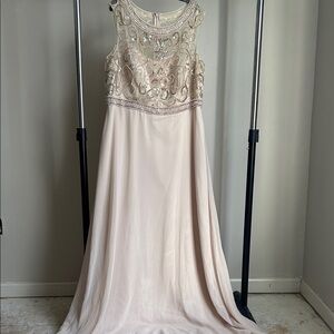 Elegant Cream Embellished Evening Gown